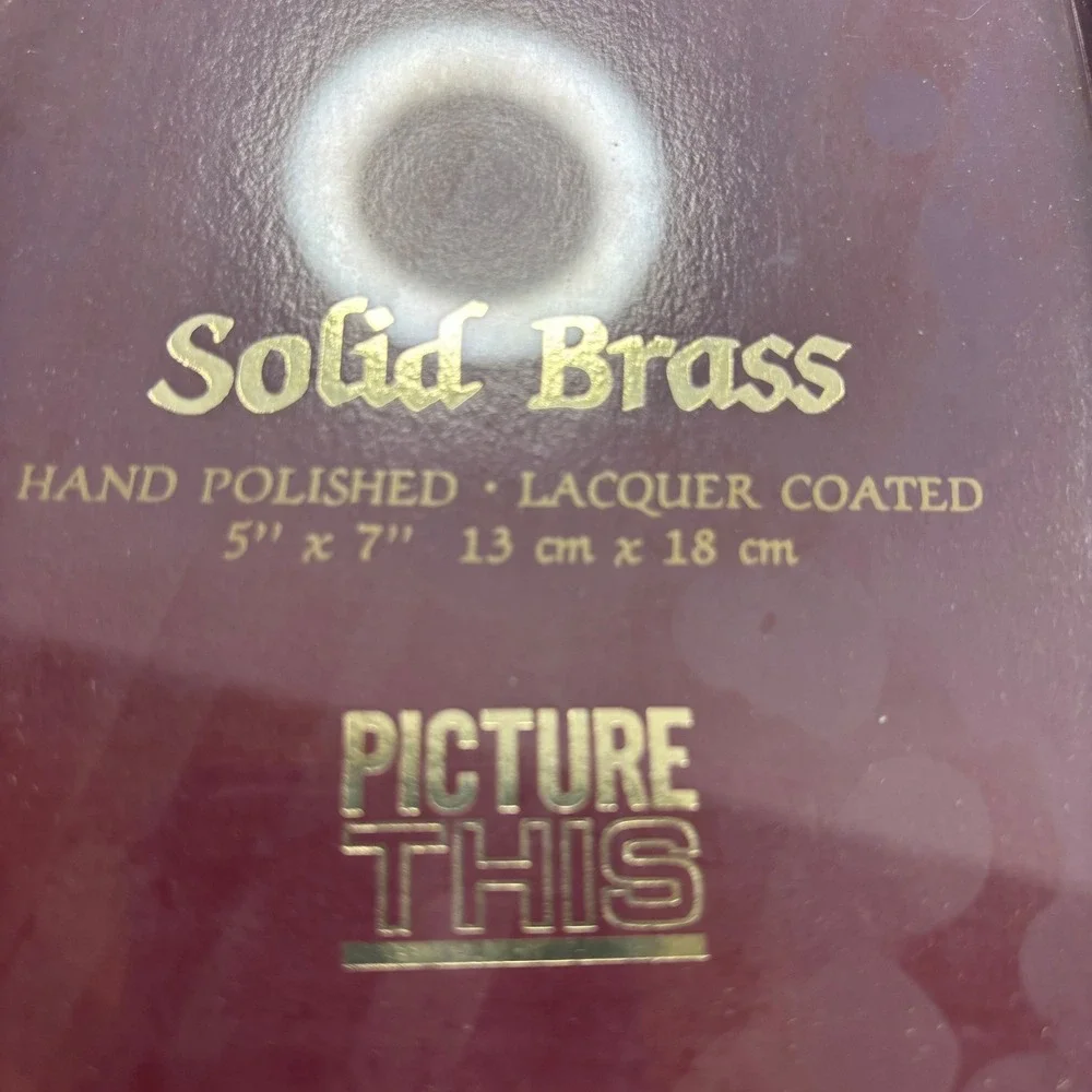 Picture‎ This Solid Brass 5x7 Picture Frame Blue Marble Inlay Bamboo Gold Trim